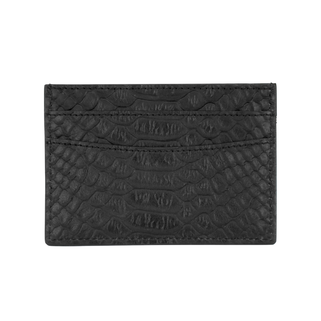 Python Credit Card Holder, Black Python leather card holder MWL278
