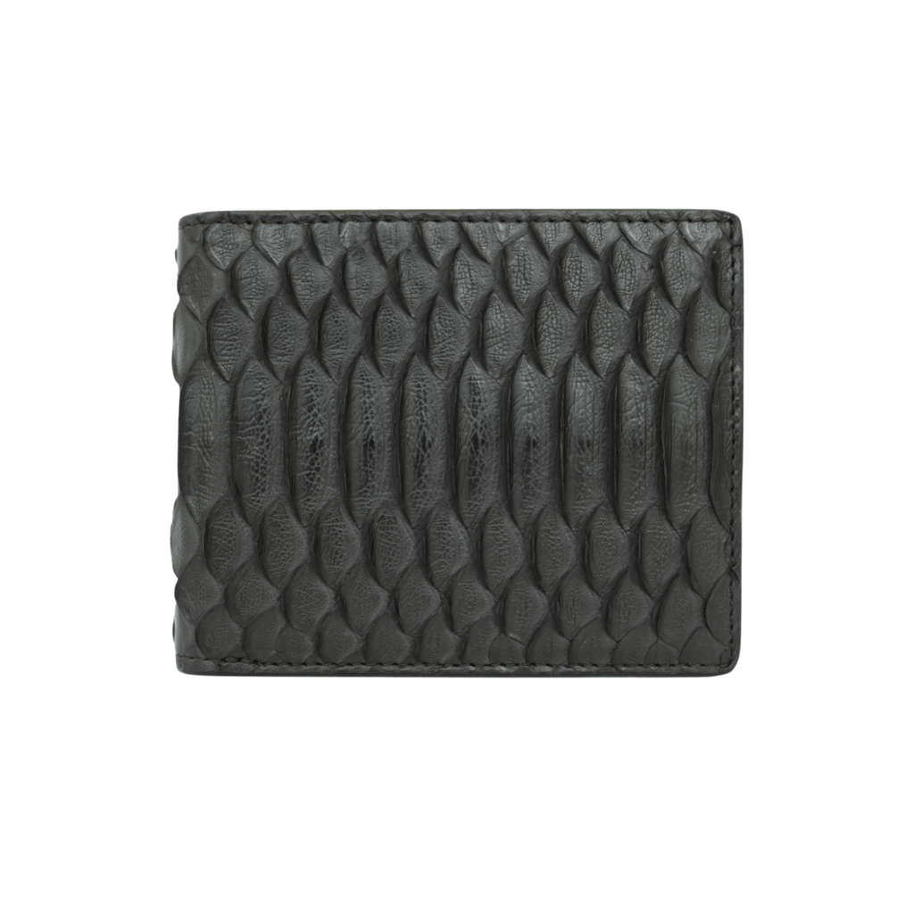 Classic Bifold Leather Wallet (Premium, Full Grain Leather), Dark Brown (Croc Print)