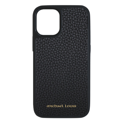 Black Pebbled Leather iPhone 14 Plus Case