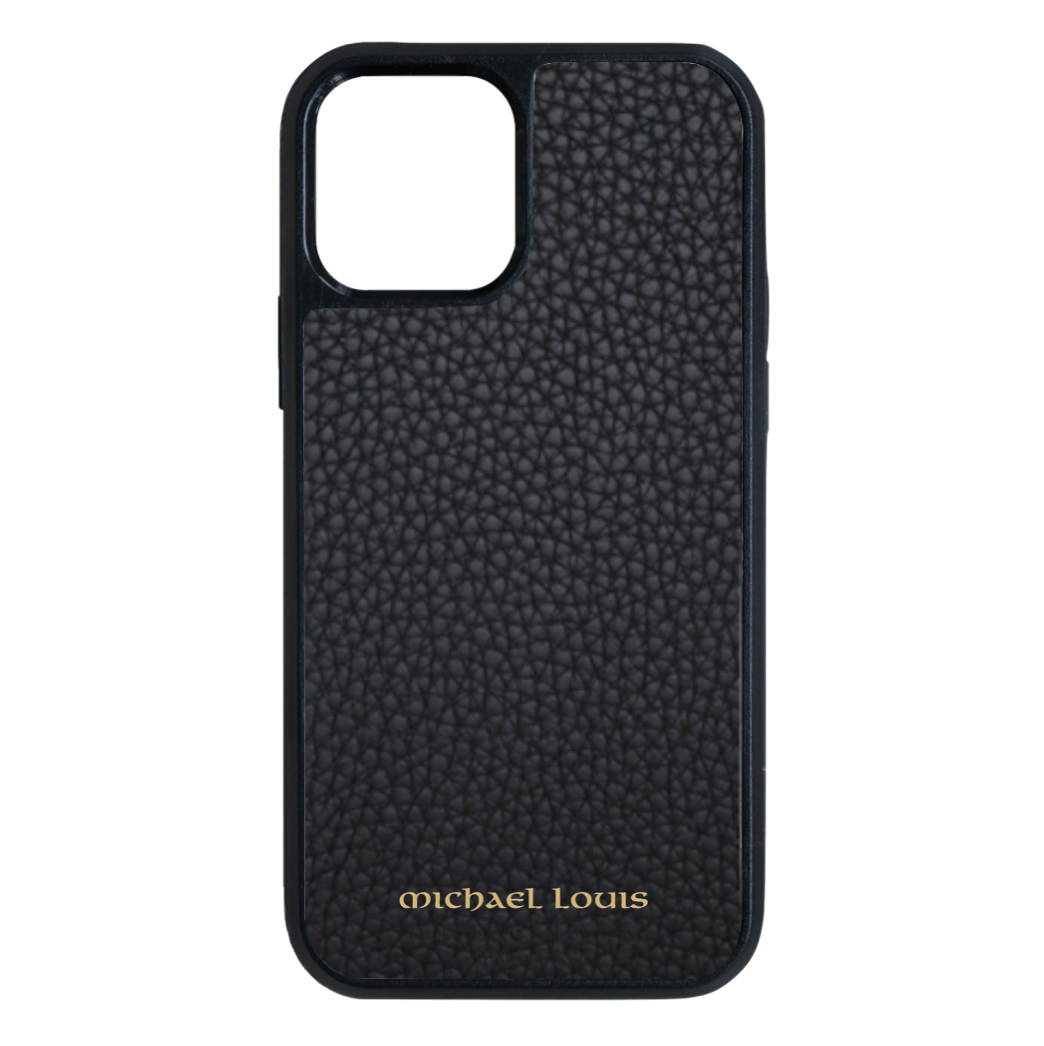 The Manhattan Black | Genuine Pebbled Leather iPhone Case Crossbody iPhone 12 Mini
