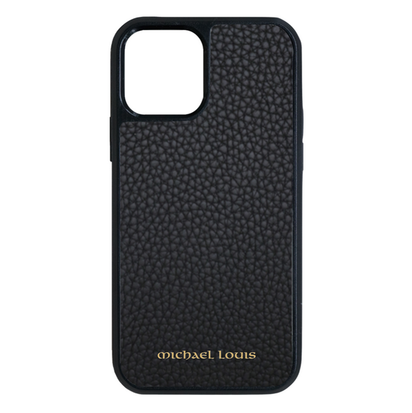 Black Pebbled Leather iPhone 14 Pro Max Case