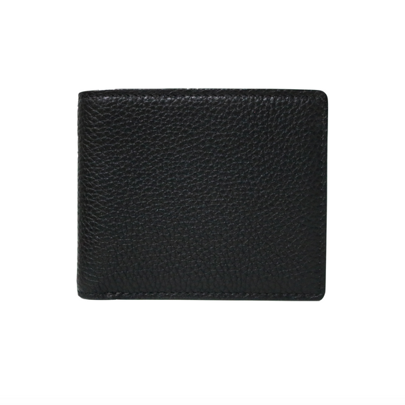 Black Pebbled Leather Classic Bifold Wallet