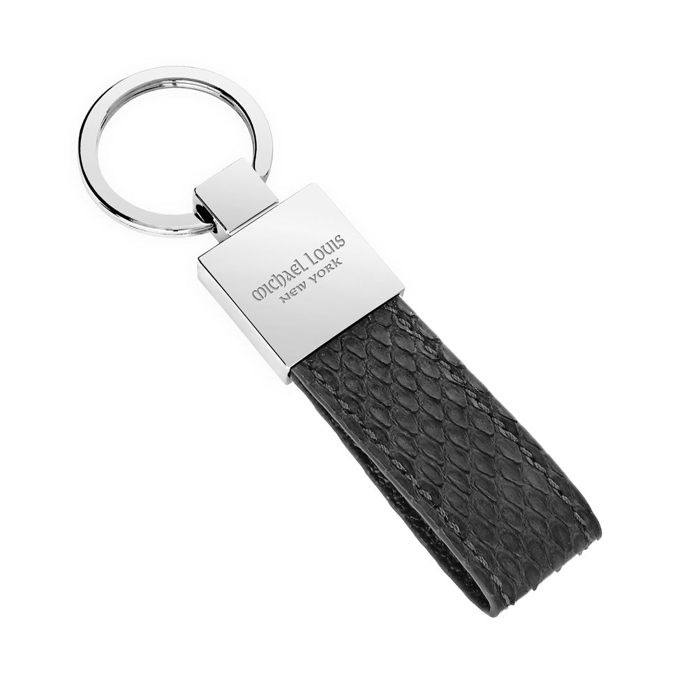 Check Leather Key Chain