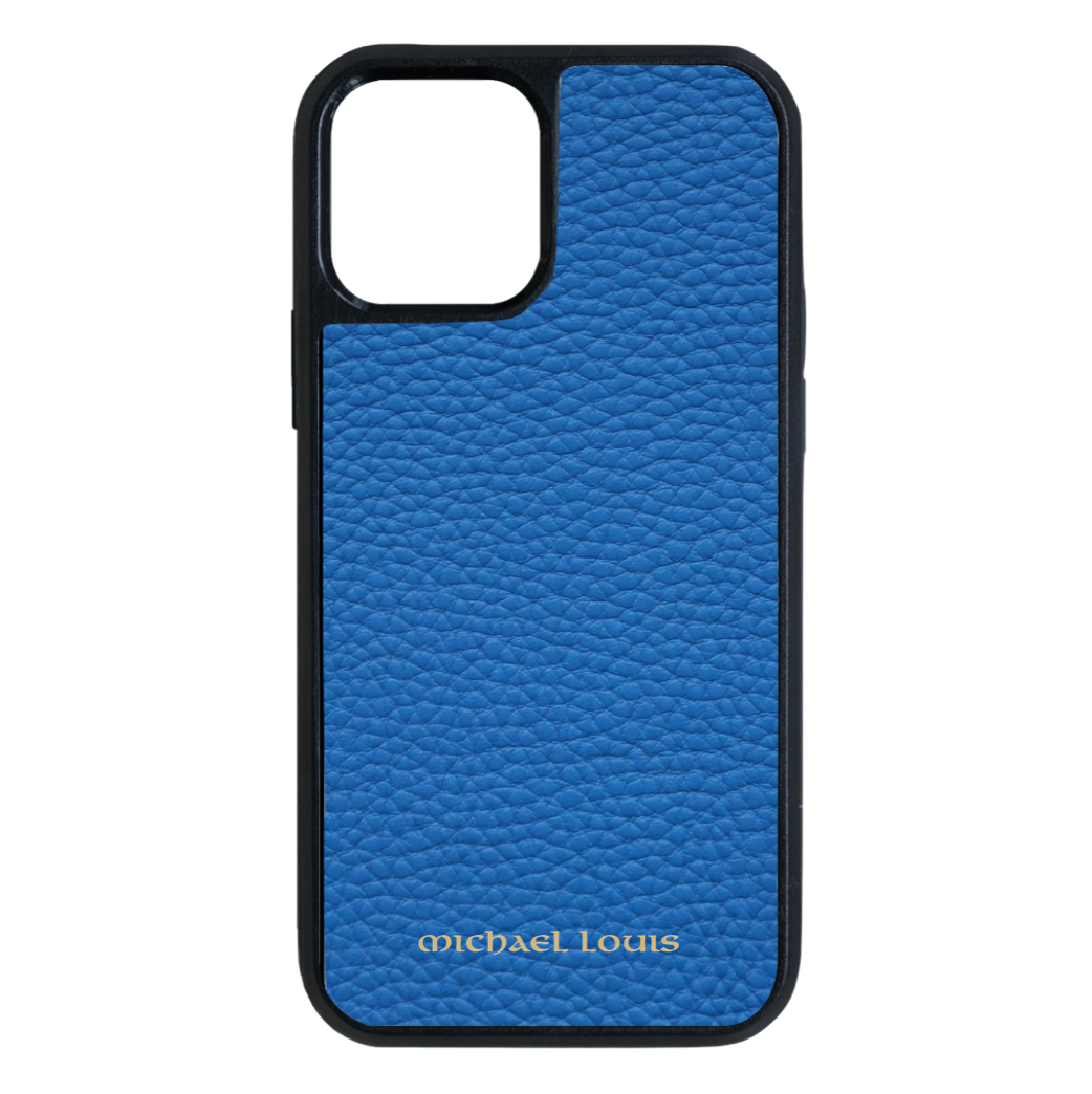 Blue Pebbled Leather iPhone 14 Pro Max Case - Michael Louis