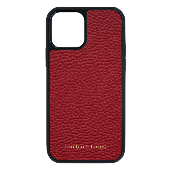 Red Pebbled Leather iPhone 14 Pro Case