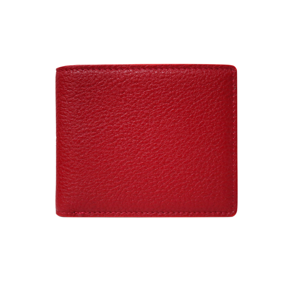 Red Pebbled Leather Classic Bifold Wallet