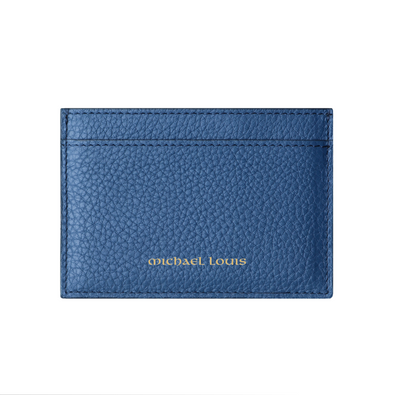 Slate Blue Pebbled Leather Classic Card Holder